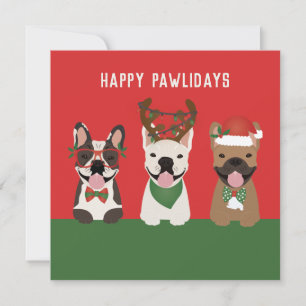 Prettig Pawlidays Franse Bulldoggen Feestdagenkaart