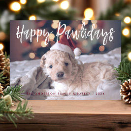 Prettig Pawlidays Grappig Cute Script Hond Foto Feestdagenkaart