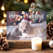 Prettig Pawlidays Grappig Cute Script Hond Foto Feestdagenkaart