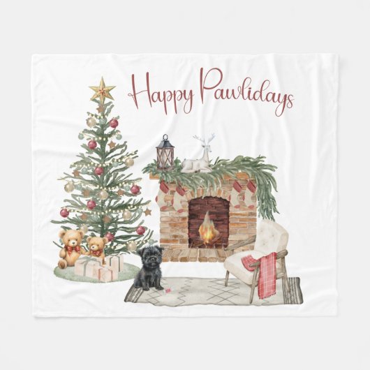 Prettig Pawlidays Hond Design- Affenpinscher Fleece Deken (Voorkant (Horizontaal))