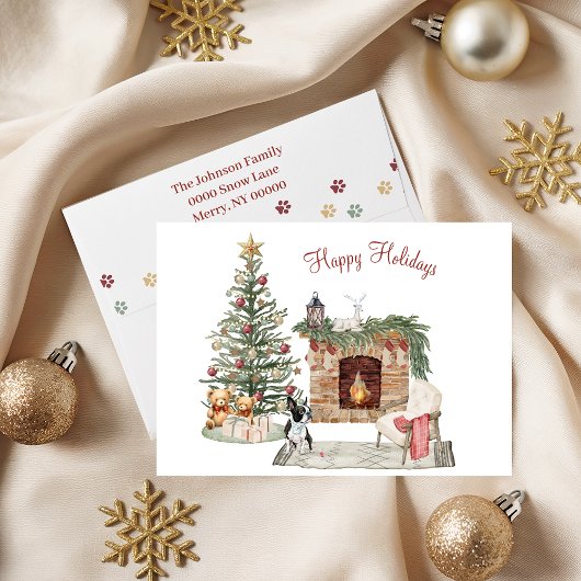 Prettig Pawlidays Hond Design- Boston Terrier Feestdagen Kaart