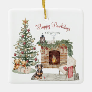 Prettig Pawlidays Hond Design- Dachshund Keramisch Ornament