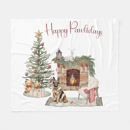 Prettig Pawlidays Hond Design- Duitse Herder Fleece Deken (Voorkant (Horizontaal))