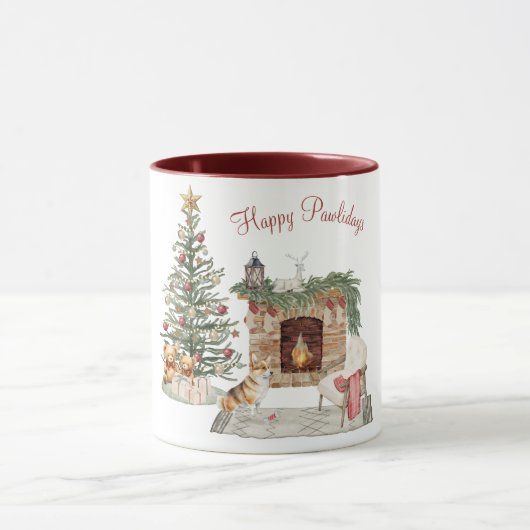 Prettig Pawlidays Kerstmis Hond - Corgi Mok (Midden)