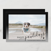 Prettig Pawlidays Modern zwart-wit huisdier Feestdagenkaart (Voorkant / Achterkant)
