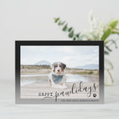 Prettig Pawlidays Modern zwart-wit huisdier Feestdagenkaart (Staand voorkant)