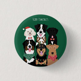 Prettig Pawlidays Schattige Kersthonden Ronde Button 3,2 Cm