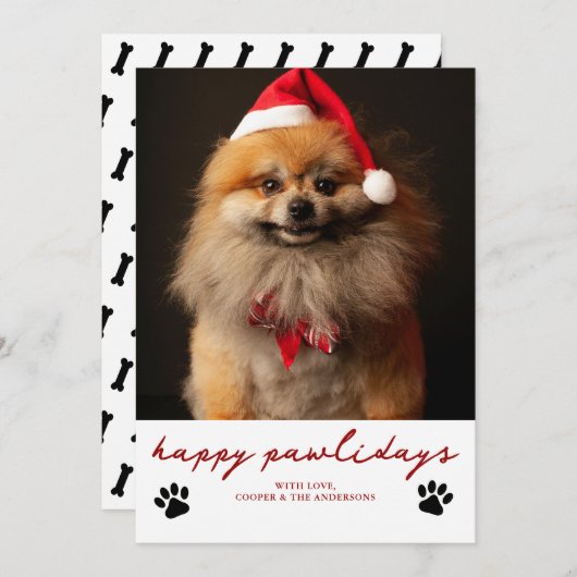 Prettig Paws-feest Kerstmis Foto Hond  Feestdagenkaart (Voorkant / Achterkant)