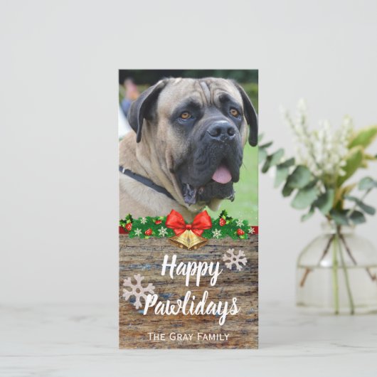 Prettig Pawsfeest | Kerstfoto's van huisdieren Feestdagenkaart (Staand voorkant)