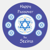 Prettig PESACH Blauwe Davidster NAAM Ronde Sticker (Voorkant)