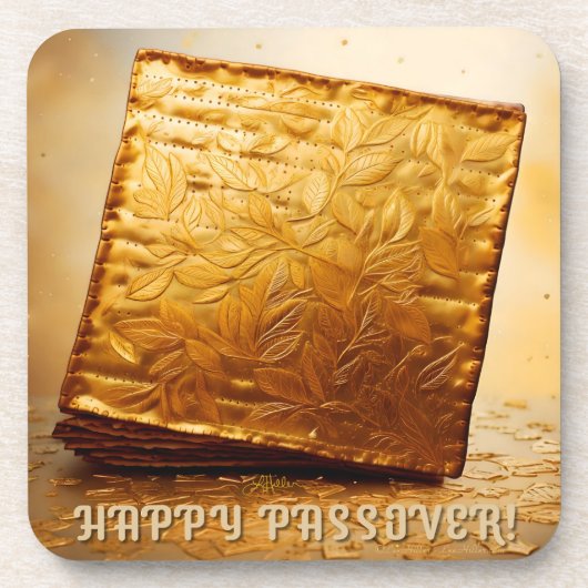 Prettig Pesach! Gouden Matzes Bier Onderzetter (Voorkant)