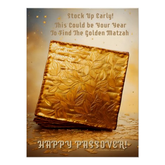 Prettig Pesach! Gouden Matzes Perfect Poster (Voorkant)