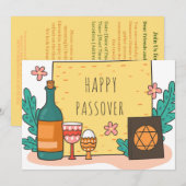 Prettig Pesach| Mooi Seder Pesach uitnodiging (Voorkant / Achterkant)