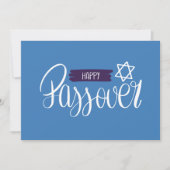 Prettig Pesach | Seder Pesach Effen Blauw Kaart (Voorkant)