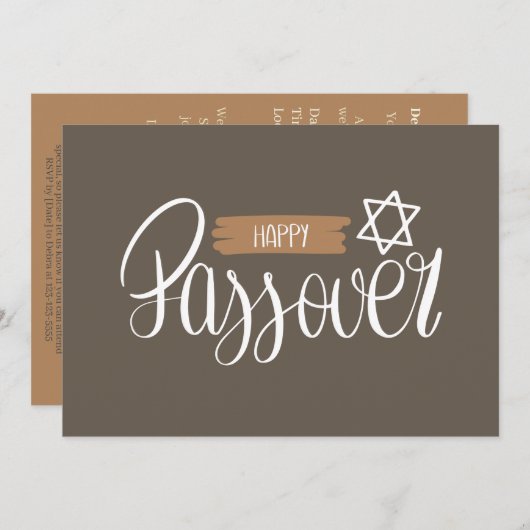 Prettig Pesach | Seder Pesach Stevige Uitnodiging (Voorkant / Achterkant)