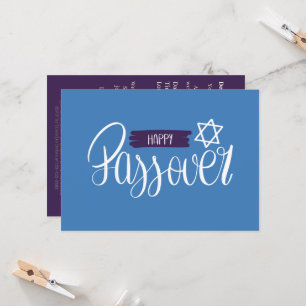 Prettig Pesachfeest   Seder Pesach Effen Blauw Kaart