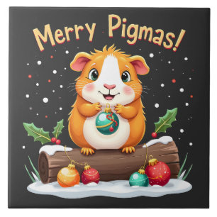 Prettig Pigmas Cavia Kerstman  Tegeltje