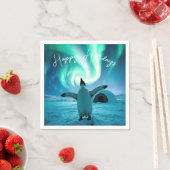 Prettig Pinguïnfeest Onder Noorderlicht Servet (Insitu)