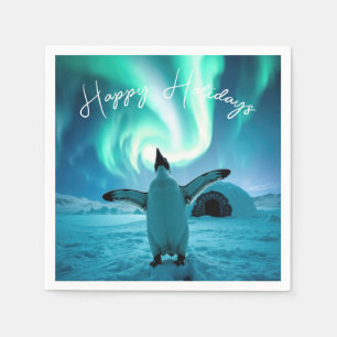 Prettig Pinguïnfeest Onder Noorderlicht Servet
