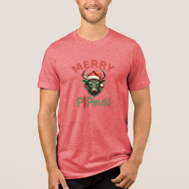 Prettig PIPkerstfeest Handel Stier Kerstontwerp – Tri-Blend Shirt