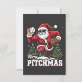 Prettig Pitchmas Kerstman Baseball Liefhebber Bedankkaart (Voorkant)