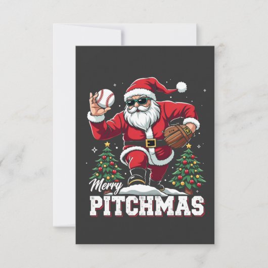 Prettig Pitchmas Kerstman Baseball Liefhebber Bedankkaart (Voorkant)