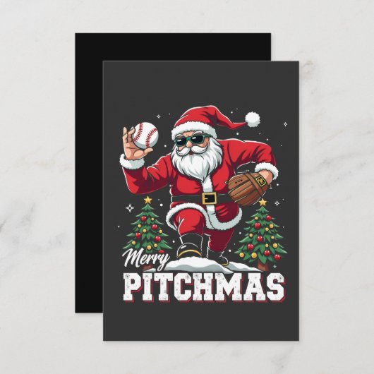 Prettig Pitchmas Kerstman Baseball Liefhebber Bedankkaart (Voorkant / Achterkant)