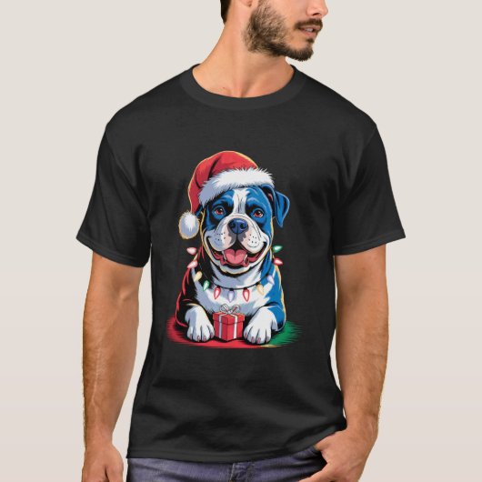 Prettig Pitmas Grappige Pitbull Hond Kerstmis T-shirt (Voorkant)