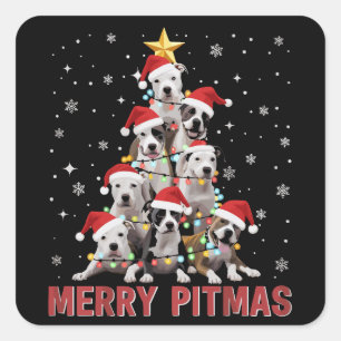 Prettig Pitmas Pitbull Hond Kerstboom Lelijk Kerst Vierkante Sticker