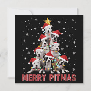 Prettig Pitmas Pitbull Hond Kerstboom Lelijke Kers Feestdagenkaart