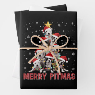 Prettig Pitmas Pitbull Hond Kerstboom Lelijke Kers Inpakpapier Vel