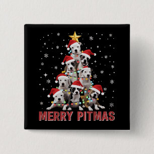 Prettig Pitmas Pitbull Hond Kerstboom Lelijke Kers Vierkante Button 5,1 Cm