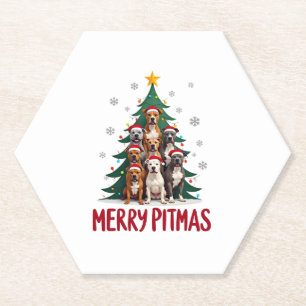 Prettig Pitmas Pitbull Hond Lelijk Kerst Sweater T Kartonnen Onderzetters