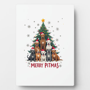 Prettig Pitmas Pitbull Hond Lelijk Kerst T-Shirt T Fotoplaat