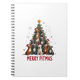 Prettig Pitmas Pitbull Hond Lelijk Kerst T-shirt T Notitieboek