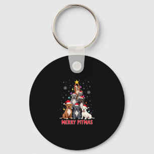 Prettig Pitmas Pitbull Hond Lelijk Kerst T-shirt T Sleutelhanger