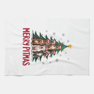 Prettig Pitmas Pitbull Hond Lelijk Kerst T-shirt T Theedoek