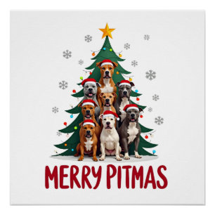 Prettig Pitmas Pitbull Hond Lelijk Kerst Trui Tr Perfect Poster