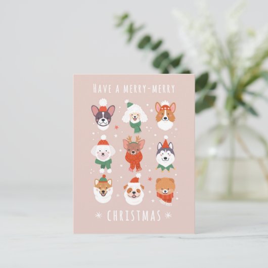 Prettig-Pret Kersthonden Feestdagenkaart (Staand voorkant)