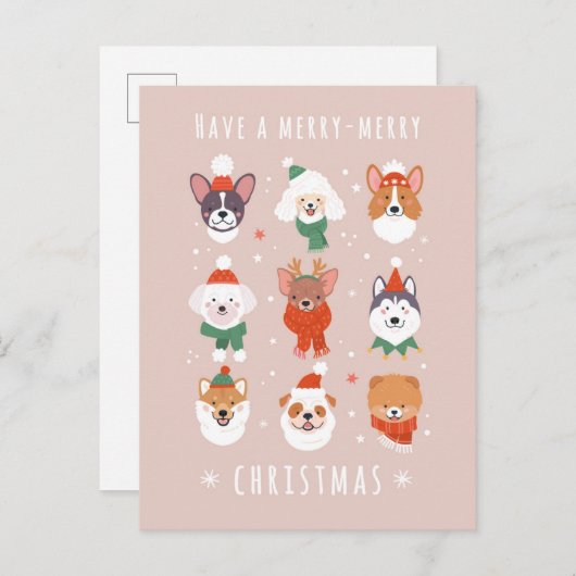 Prettig-Pret Kersthonden Feestdagenkaart (Voorkant / Achterkant)