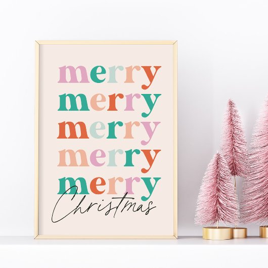 Prettig Prettig Prettig Kerstmis Kleurrijke Typogr Poster