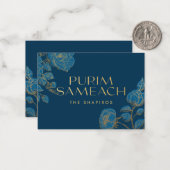 Prettig Purim met bloemen voor shaloch manot Notitiekaartje (Voorkant / Achterkant in situ)