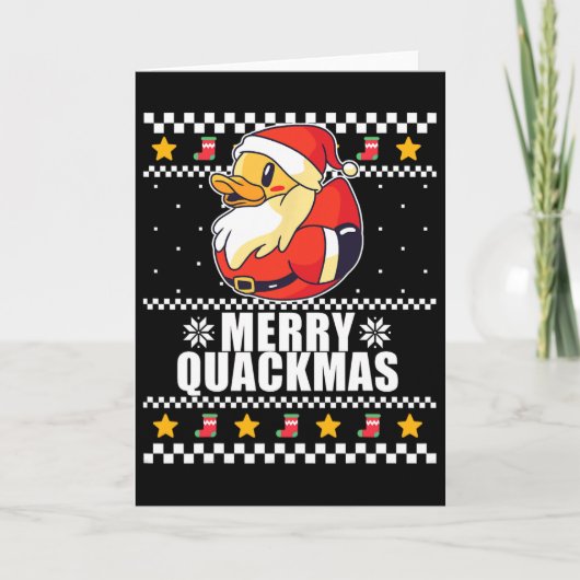 Prettig Quackmas Kerst Eend Kerstman Meme  Kaart (Voorkant)