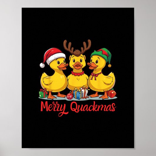 Prettig Quackmas Kerstmis Kerstman Hoed Rendier El Poster (Voorkant)