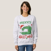 Prettig Quiltmas Kerst Naaimachine Grappig Kerstmi Trui (Voorkant volledig)