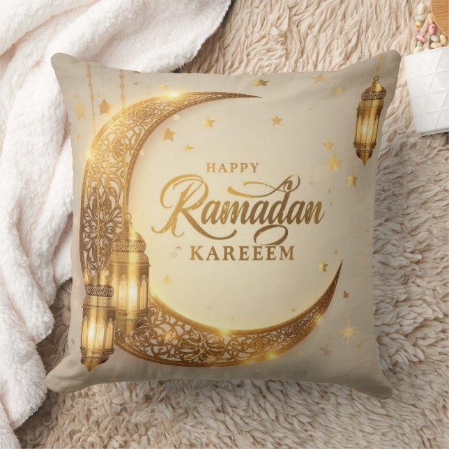 Prettig Ramadan Kareem Gouden Maan Kussen (Deken)