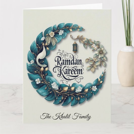 Prettig Ramadan Mubarak | Ramadan Kareem Blauwe Mo Kaart (Voorkant)