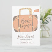 Prettig reis koffer leuk afscheid vertrek feestje kaart (Staand voorkant)