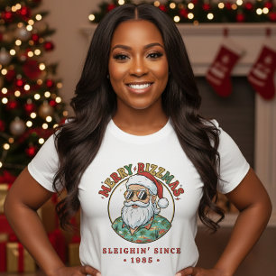 Prettig Rizzmas Kerstman met Zonnebril Grappig Ker T-shirt