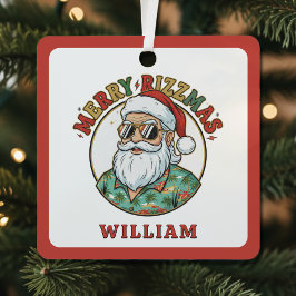 Prettig Rizzmas Kerstman met Zonnebril Grappige Ke Metalen Ornament
